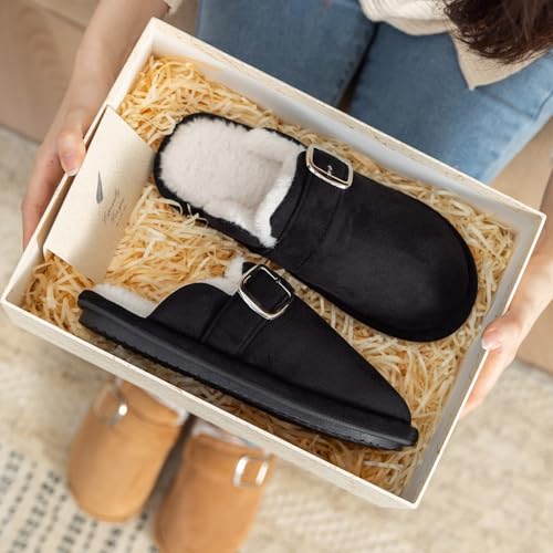 GOEWY Fuzzy Slippers for Women with Memory Foam Warm Winter Suede House Slippers Shoes Indoor Outdoor Gifts For Women Faux...