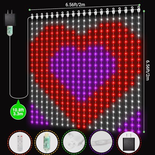 CoziTech Smart Curtain Lights, Color Changing 400 LED Curtain Lights 6.6 * 6.6 FT, RGB DIY String Fairy Light for Bedroom ...