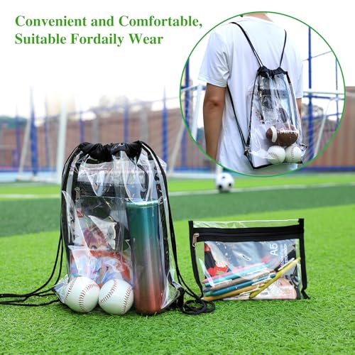 RunaFun Clear Drawstring Bag, 17x13in Transparent Backpack, Clear Bag for Stadium Approved Concert Baseball Festival Beach...