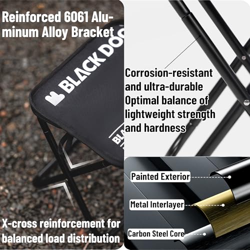 windhike Blackdog 11in Ultralight Camping Folding Stool - 0.7lb Compact Camping Chair, 265lb Capacity Aluminum Alloy X-Fra...