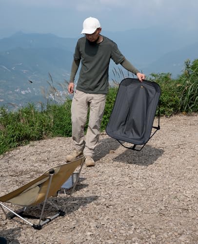 iClimb 1 Solo Mini Folding Table and 1 Low Folding Chair Bundle, Ultralight Compact for Single Adult Outdoor Backpacking C...
