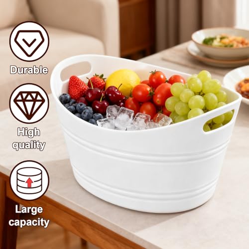 PLMMOUT 6 Pack Ice Buckets, Oval Storage Tub with Handles, Plastic Ice Drink Bucket for Parties, 4.5 Liter Beverage Storag...