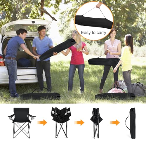 HaSteeL Camping Chairs 4 Pack, Oversized Folding Chair with Cup Holders for Adults, Portable Chair & Carry Bag for Outdoor...
