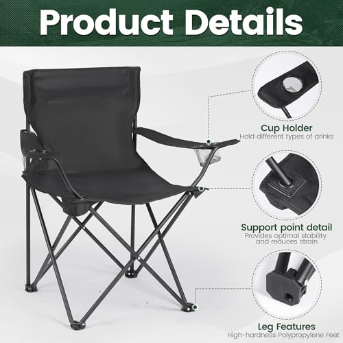 2 Pack Camping Chairs -Lightweight and Supportive Chairs for Adult and Lightweight Individuals - Compact, Durable, and Por...