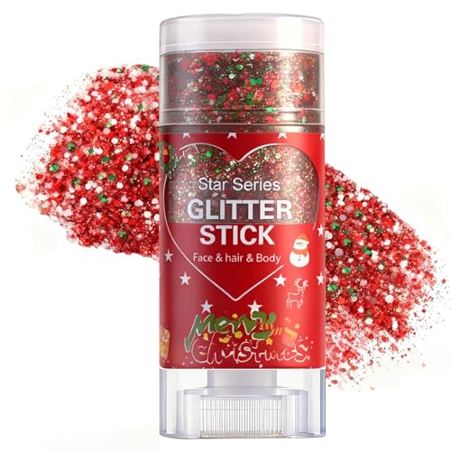 Red Glitter Stick, Hair Glitter for Kids Women,Party Festivel Accessories Outfits for Women Face Glitters Makeup, Long Las...