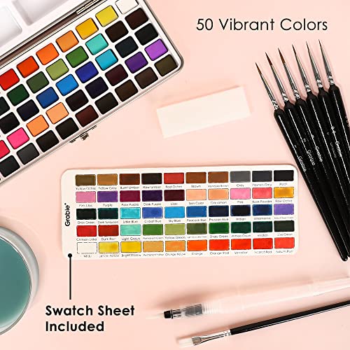 Grabie 50 Colors Watercolor Paint Set, Detail Paint Brush Included, Watercolor Paints, Painting Sets, Art Supplies for Pai...