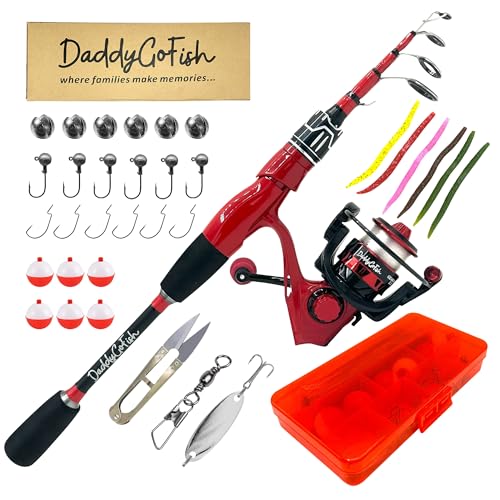 DaddyGoFish Spinning Fishing Rod and Reel Combo Set with Tackle Box | Kids Fishing Pole | Carbon Fiber Telescopic Fishing ...