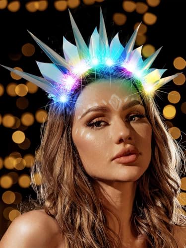 Catery Light Up Headband LED Rave Headpiece Halloween Costume Accessories for Women