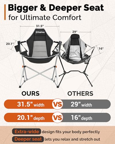 KingCamp Hammock Camping Chair, Swinging Portable Folding Camp Chairs for Adults Max 400lbs Heavy Duty Foldable Oversized ...