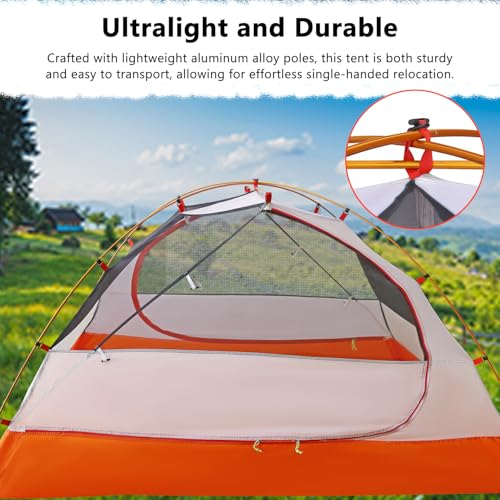HIKERBRO Winter Camping Tent - Lightweight & Waterproof Backpacking Tent, 2 Person 4 Season Tent for Snow and Cold Weathe...
