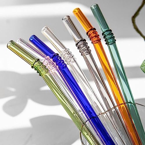 Drinking Straw 1PC Reusable Glass Straws Colorful Drinking Straw Heat Resistant Glass Straw Glass Tube Bar Drinkware Home ...