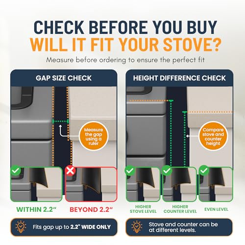 Linda’s Essentials Silicone Stove Gap Covers (2 Pack), Heat Resistant Oven Gap Filler Seals Gaps Between Stovetop and Coun...