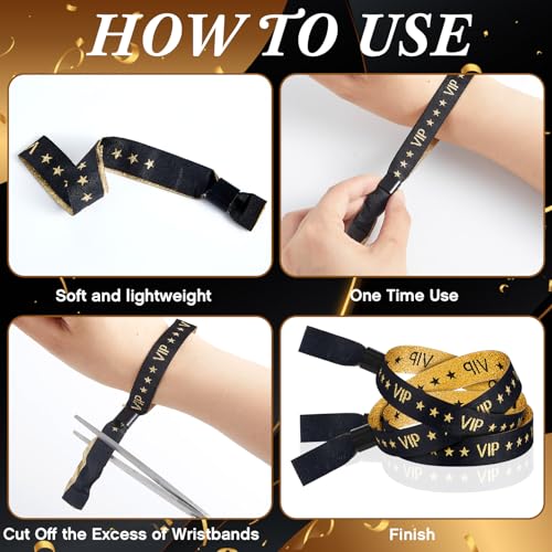Tigeen 100 Pcs VIP Wristbands Cloth for Events Party VIP Bracelets for Wedding Concert Fair