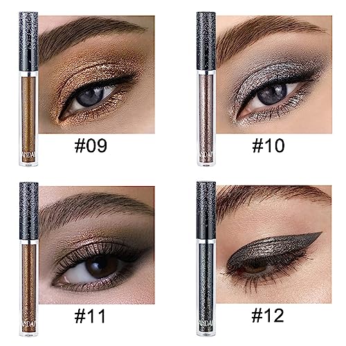 DekRion Glitter-Eyeshadows, Liquid Eyeshadows, Long-lasting Metals-Gloss-Sparkling Silver, Gold High-pigmented Colorful Gl...