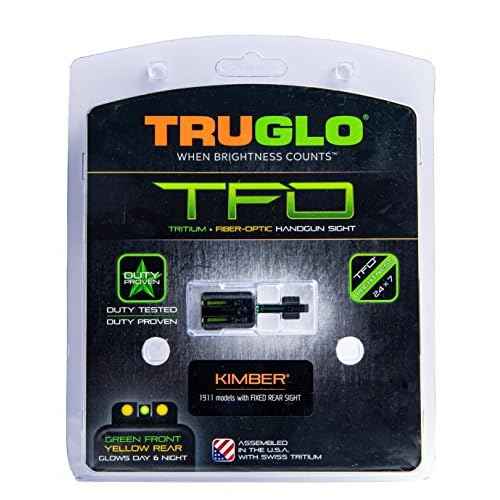 Truglo TFO Tritium & Fiber-Optic Sight Durable Snag-Resistant Glowing Night Sight, Compatible with Kimber 1911 Models with Fixed Rear Sight (Excluding Micro Series)