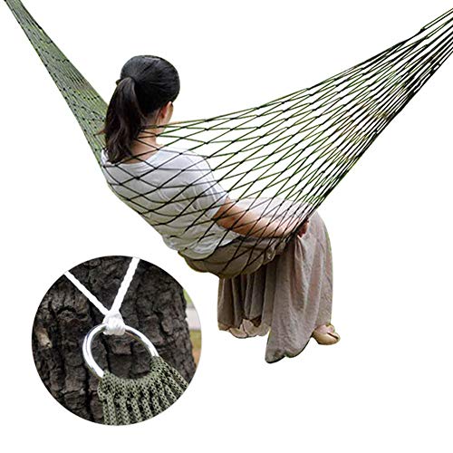 Camping Hammock, Comfortable Outdoor Nylon Mesh Rope Hanging Bed Suitable for Camping Hiking
