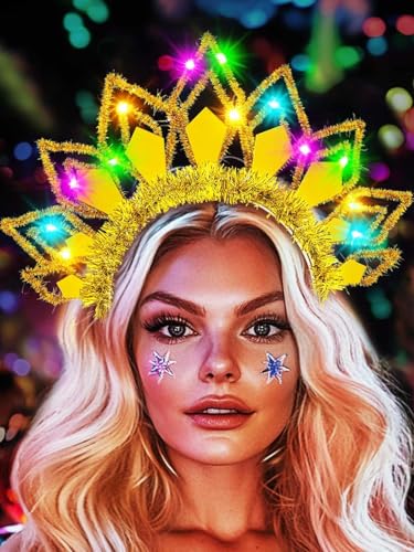EARENT Light Up Headbands Sun Headband Rave Accessories for Women