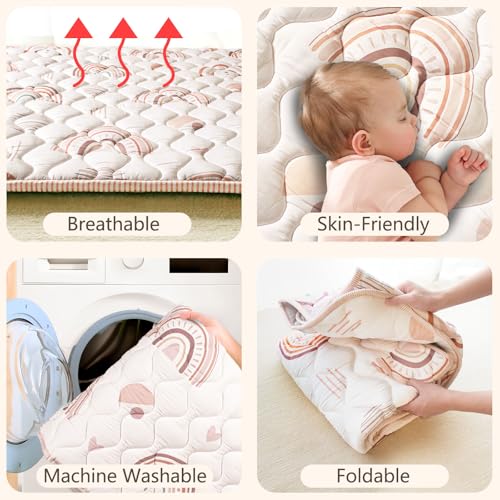 Beavtaens Baby Play Mat, 50x50 Playpen Mat with Super Soft Touch, Activity Mat with Upgraded Anti-Slip Bottom, Machine Was...