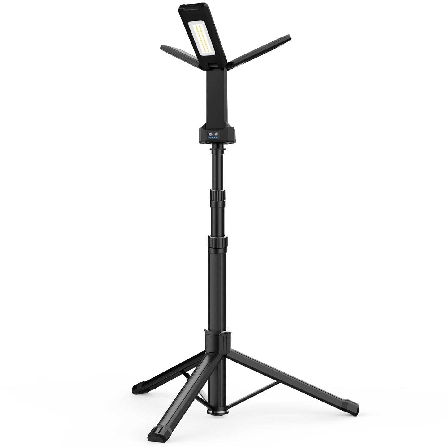 Rechargeable LED Work Light with Stand, Aluminum 67" Portable Cordless Work Light, 8AH Battery, 500/1500/2500 Lumen, 4000/6500K Dimmable Camping Light with Detachable Tripod (Carrying Bag Included)