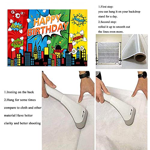 Generic Superhero Photo Backdrop (5x3FT, Colourful Vinyl) - Superhero Theme Birthday Party Backdrop for Boys Cake Table De...