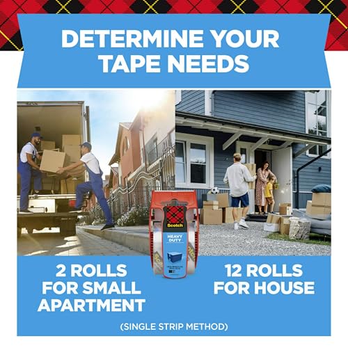 Scotch Heavy Duty Shipping Packing Tape, Clear, Packing Tape for Moving Boxes and Packaging Supplies, 1.88 in. x 22.2 yd.,...