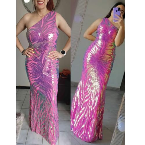 Holographic Sequin Formal Dress Stretch Maxi Prom Evening Gown