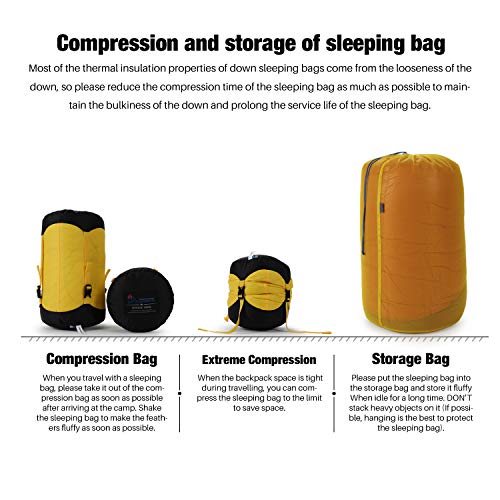 Mountaintop Down Sleeping Bag, 15F 650 Fill Power - Ultralight Compact Portable Hiking Camping Sleeping Bag with Compressi...
