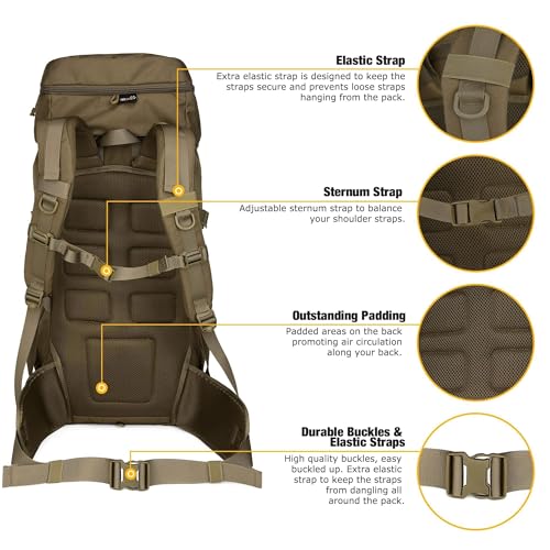 Mardingtop 50L Hiking Backpack,Backpacking Backpack with Rain Cover for Hiking,Backpacking,Rucking,Camping,Survival