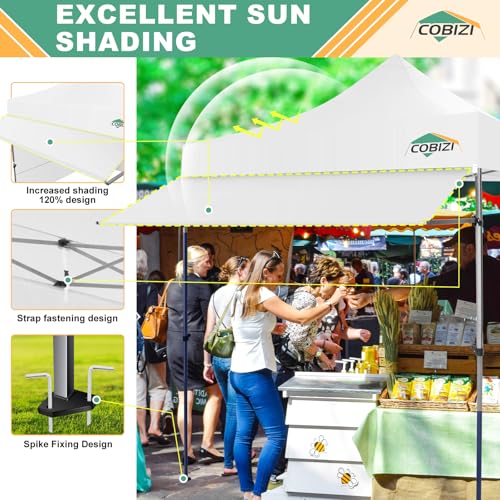 COBIZI 10x10 Pop Up Canopy Tent with Awning & Sidewalls, Heavy Duty Commercial 10X10 Canopy Tents Instant Waterproof, UPF ...
