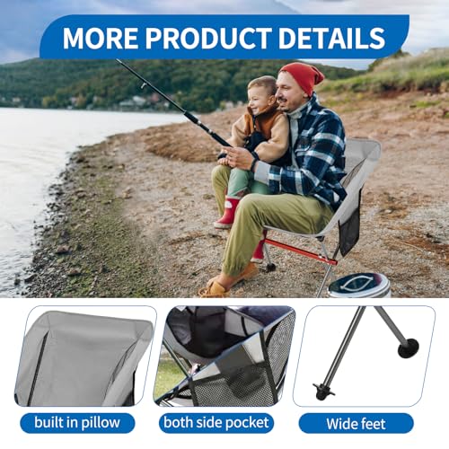 SHALLWE Ultralight Camping Chairs, All Aluminum Frame Portable Folding Camp Chair for Adults, Lightweight Collapsible for ...