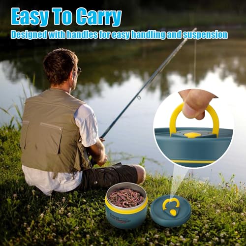 THKFISH Fishing Bait Container, Stainless Steel Insulated Live Bait Storage, Worm Bait Holder, Bait Storage Box, Nightcraw...