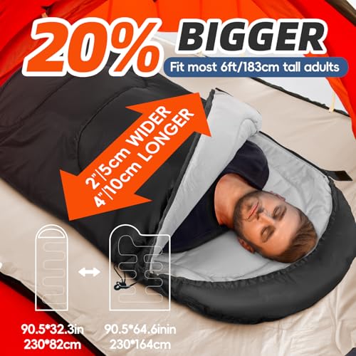 MEREZA Sleeping Bags XL for Adults Cold Weather Mens Large Wide Sleeping Bag for Big and Tall Girls Boys with Compression ...