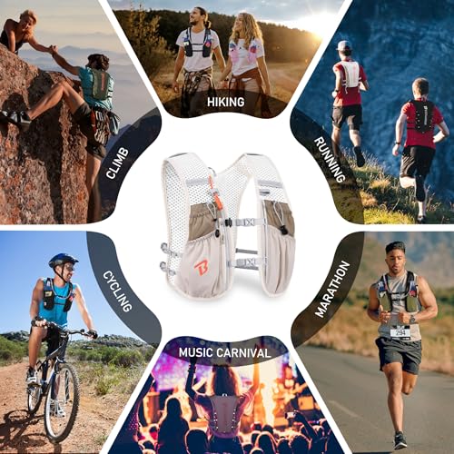 BECOJADDE Running Vest Hydration Backpack for Men Women, 5L Lightweight Running Backpack Hydration Pack for Marathon, Trai...