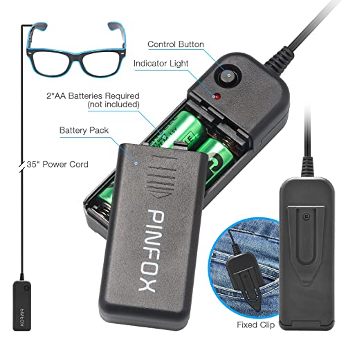 Aquat Light up EL Wire Neon Rave Glasses Glow LED Sunglasses Costumes For Party, EDM, Halloween, Wired with Battery Power