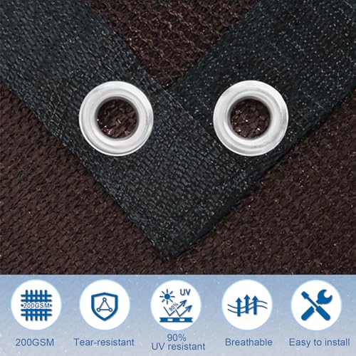 KANAGAWA 90% Sun Shade Cloth 12'X 20' Outdoor Porch Pergola Shade Cover Canopy with Grommets UV Block Privacy Screen for P...