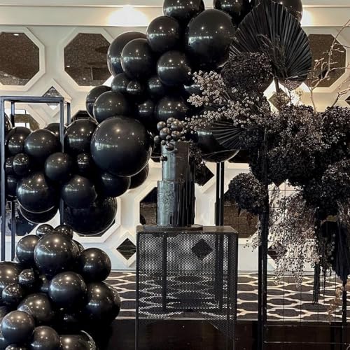 PartyWoo Black Balloons 100 pcs 10 Inch Matte Black Latex Helium Balloons for Graduation Halloween New Year Anniversary Bi...