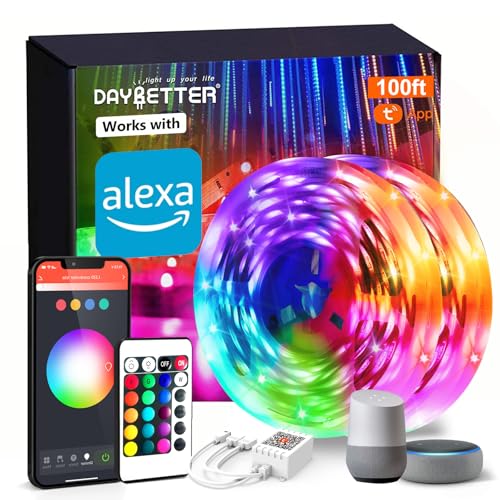 DAYBETTER Smart WiFi Led Lights 100ft, Tuya App Controlled Led Strip Lights, Work with Alexa and Google Assistant, Timer S...