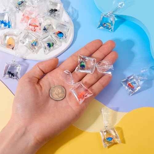 KISSITTY 24pcs Water Bag Charms Resin Fish Goldfish 12 style Pendants Dangles Decorations for DIY Necklaces Bracelets Earr...