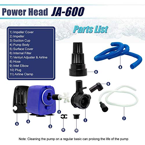 Aqua Dream 210 GPH Aquarium Pump & Fish Tank Filter, Submersible Water Pump 3-in-1 Quiet Circulation Oxygenation - 15W 800...