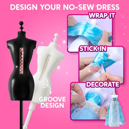 Klever Kits 400+PCS Fashion Design Crafts for Kids, Art and Crafts, DIY Sewing Kits with 3 Mannequins for Girls Aged 8-12,...