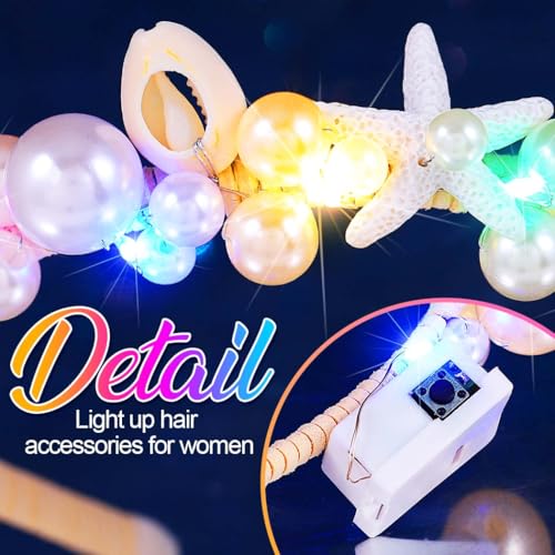 BARTOSI Light Up Pearl Headband LED Starfish Headpiece Glow Hair Accessories for Women