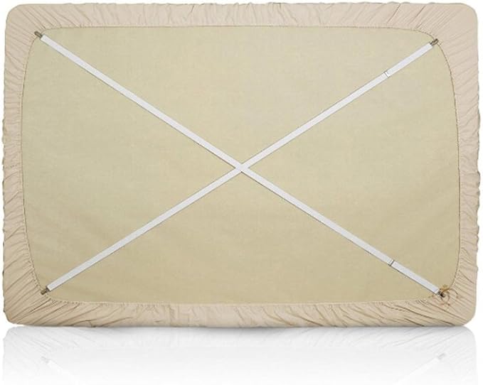 2 Set,4 Pieces 29" to 82'‘(75-220cm) Adjustable Under Mattress Bed/Fitted Sheet Fastener,Crisscross Bed Sheet Straps Suspenders,Slipcover Fastener,Long Strap Clip Bands (White)