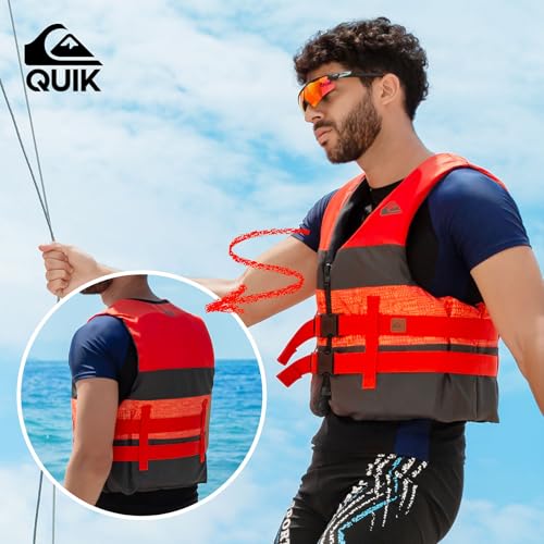 QUIKSILVER Life Vest for Adults and Infant, Lightweight EPE Foam Life Vest with Quick-Release Buckles and Drain Holes, PFD...
