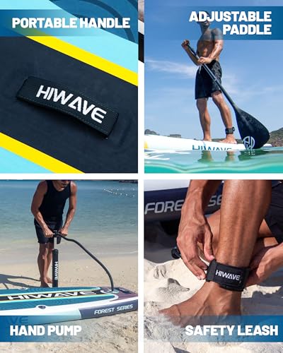 Hiwave Inflatable Paddle Board 11 '* 34 "* 6" Extra Wide Sup Board, 420lb Capacity Paddle Board for Adults, Suitable for S...