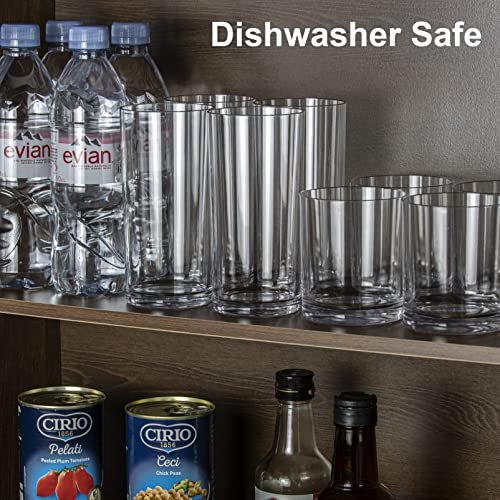 Tiawudi 12 Pack Plastic cups, Clear Tumblers, 6 each: 12 ounce and 16 ounce Water Drinking Cups, Reusable Drinking Glasses...