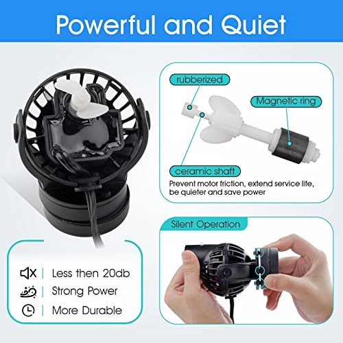 hygger Wave Maker with Controller for Feeding, 1320 GPH Ultra-Silence Aquarium Powerhead with Strong Magnet Suction Base f...