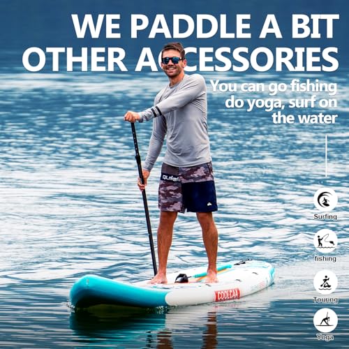 COOLCAA Inflatable Stand-Up Paddle Board, 480Lbs Capacity SUP Board with 34'' Extra Wide, Fishing Paddleboard with Accesso...
