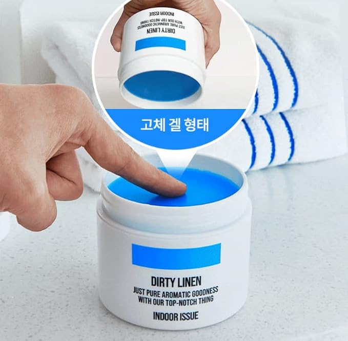 Dirty Linen, INDOOR ISSUE Deodorizer 1ea 10.58 oz, No-Plug & Battery-Free Air Freshener for Small Rooms, Blue Colored Solid Gel, Odor Eliminator