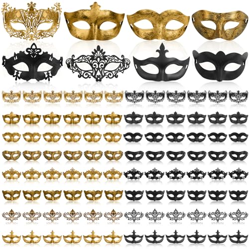 DEEKIN 96 Pcs Masquerade Mask Bulk Mardi Gras Vintage Mask for Women Men Carnival Venetian Ball Party