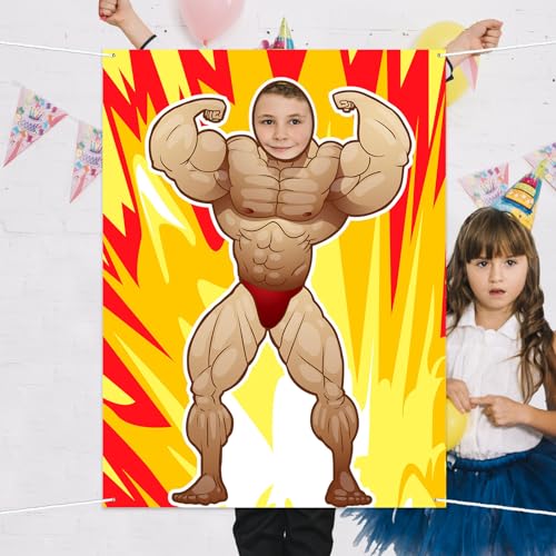 Fitness Photo Banner Backdrop Background Bodybuilder Pretend Play Party Game Gym Exercise Sports Muscle Theme Decor for Wr...